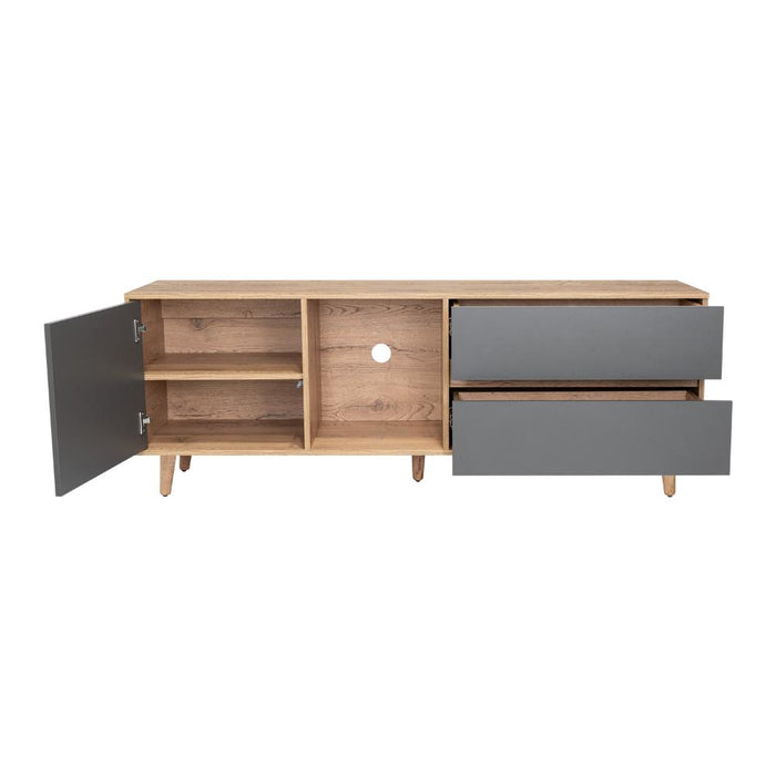 Mesa Para Tv Nashira, Fresno Europeo y Plata Oscuro, Con Espacio Para Televisor de Hasta 65 Pulgadas