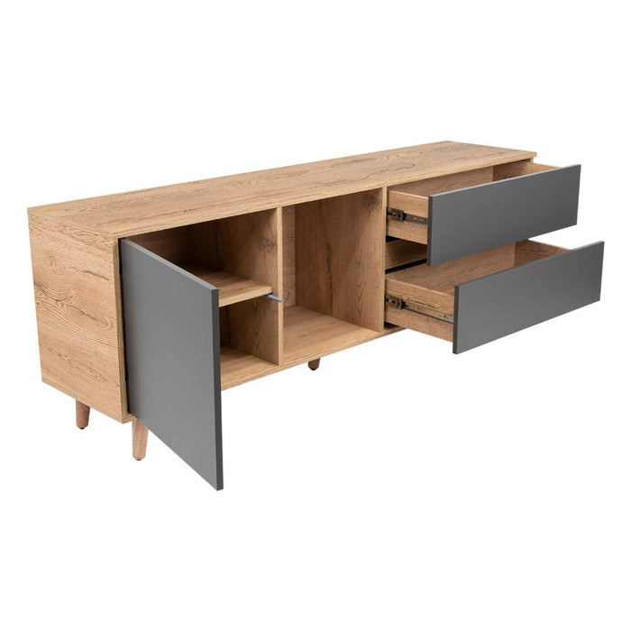 Mesa Para Tv Nashira, Fresno Europeo y Plata Oscuro, Con Espacio Para Televisor de Hasta 65 Pulgadas