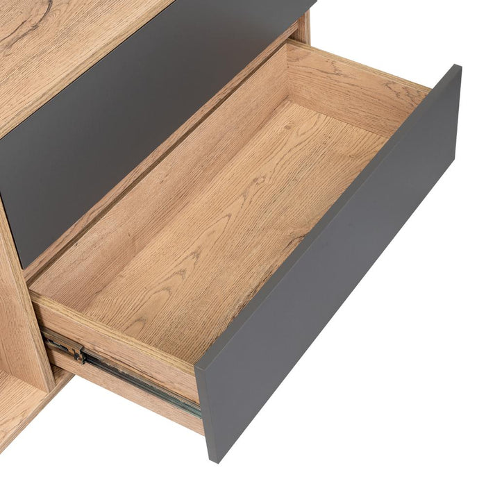 Mesa Para Tv Nashira, Fresno Europeo y Plata Oscuro, Con Espacio Para Televisor de Hasta 65 Pulgadas