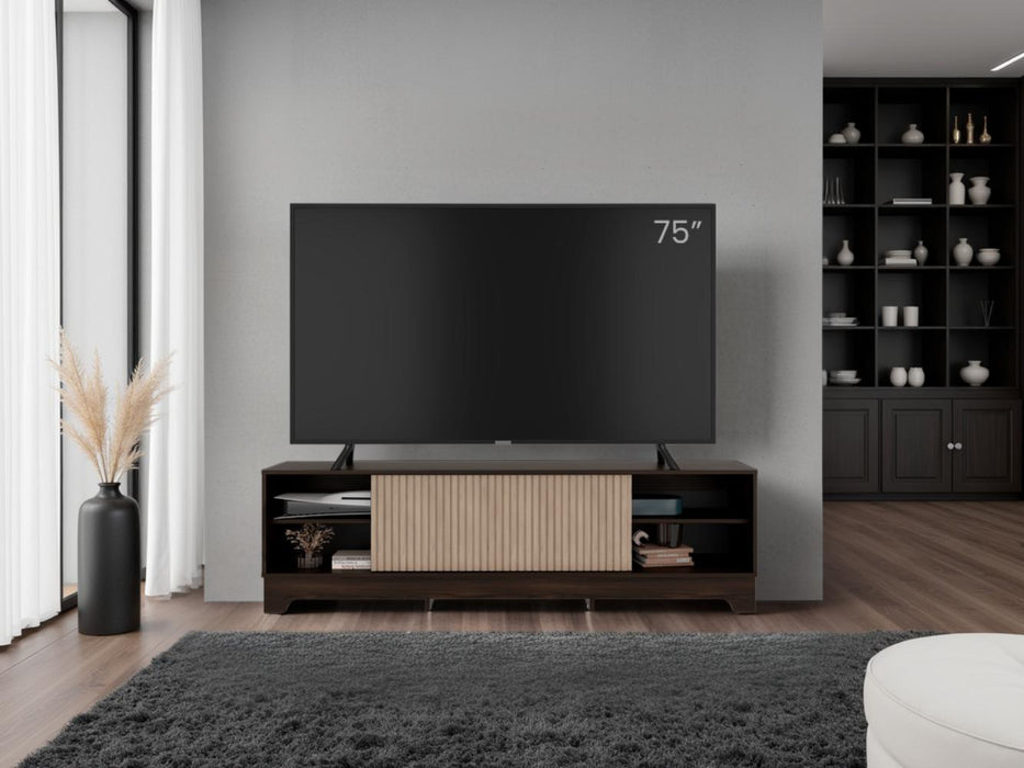 Mesa para TV Smith, Nogal Europeo y Roble Natural , con puerta corrediza