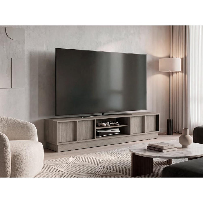 Mesa para TV Caobe, Positano y Wengue, para Televisor de hasta 75 Pulgadas con Cuatro Puertas