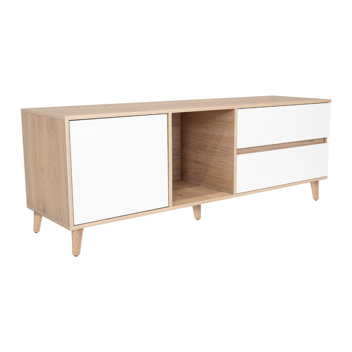 Mesa Para Tv Bored, Cartagena y Blanco, con Espacio Para Televisor de Hasta 60 Pulgadas