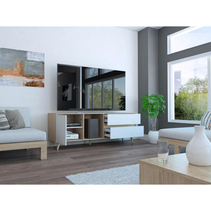 Mesa Para Tv Bored, Cartagena y Blanco, con Espacio Para Televisor de Hasta 60 Pulgadas