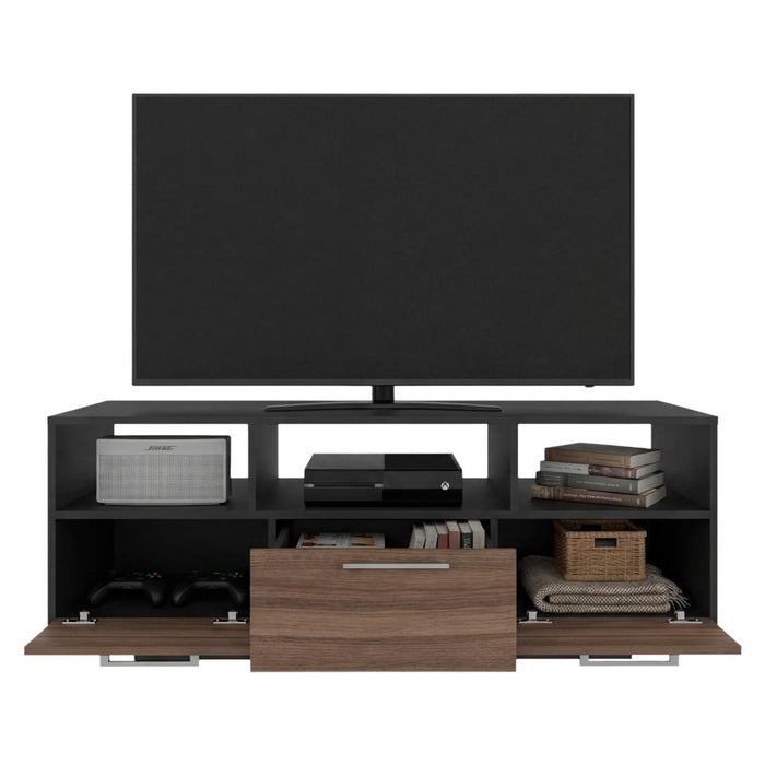 Mesa Para Tv Wema, Wengue y Avellana, con Espacio Para Televisor y varios entrepaños