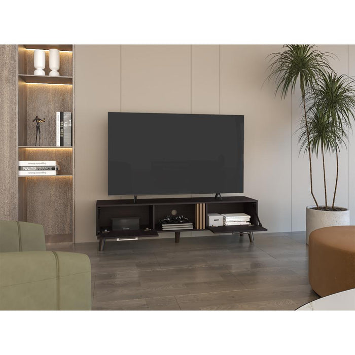 Mesa para TV Vulanno, Wengue y Fresno Europeo, con una puerta abatible 70"