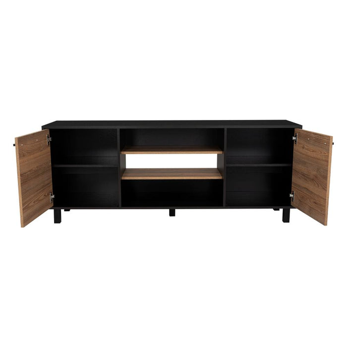 Mesa Para Tv Wesley, Wengue y Fresno Europeo, con Espacio Para Televisor de 65 Pulgadas