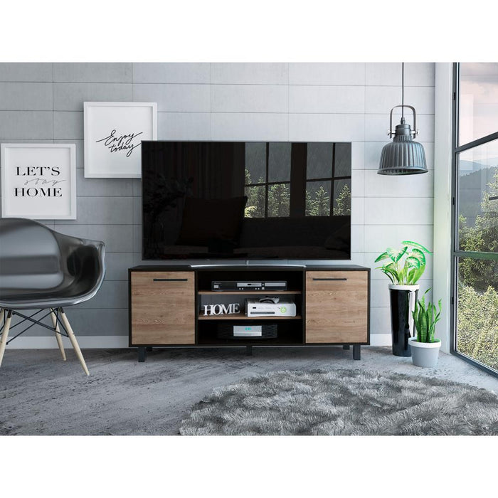Mesa Para Tv Wesley, Wengue y Fresno Europeo, con Espacio Para Televisor de 65 Pulgadas
