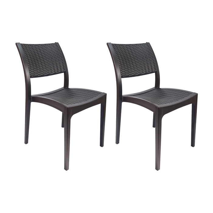 Set de 2 silla exterior ratan sin brazos café  marca Boxbit
