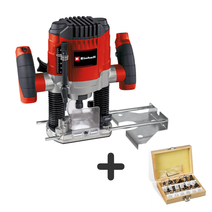 Ruteadora eléctrica 1.100 watts collet 1/4 +  Kit de Fresas GRATIS  marca Einhell