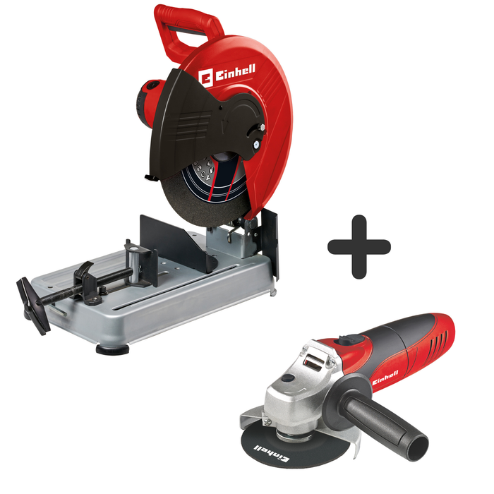 Tronzadora 14" 2.300 watts +mini pulidora 4-1/2" 720 watts protección polvo 11.000 RPM marca Einhell