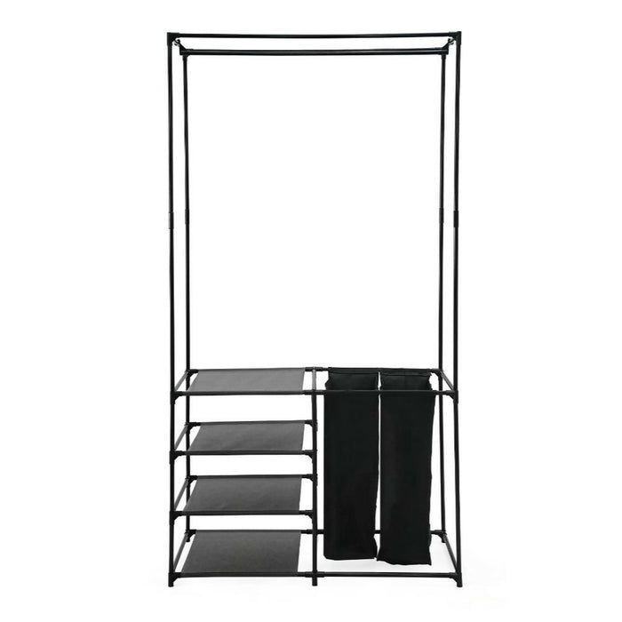 Clóset Organizador Lupont, Negro, de Tres Niveles y Dos Canastas para Ropa
