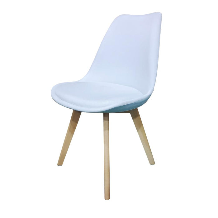 Kit Silla Derik, Color Blanco y Cafe Claro, Con espaldar y patas en Madera X2