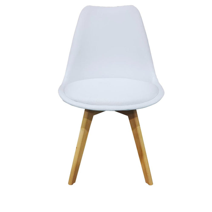 Kit Silla Derik, Color Blanco y Cafe Claro, Con espaldar y patas en Madera X2