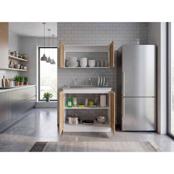 Cocina Integral Toronto, Kronos Blanco y Kronos Fresno, Incluye Mesón Izquierdo ZF