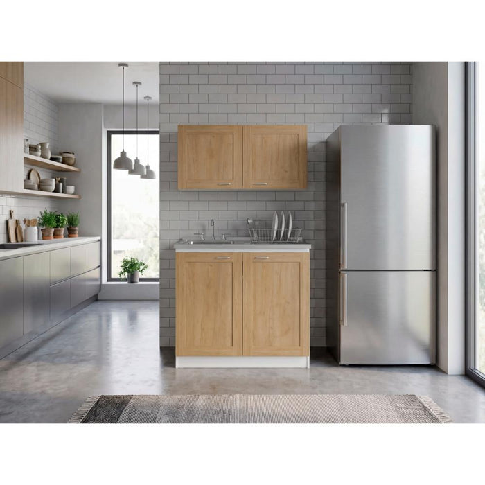 Cocina Integral Toronto, Kronos Blanco y Kronos Fresno, Incluye Mesón Izquierdo ZF