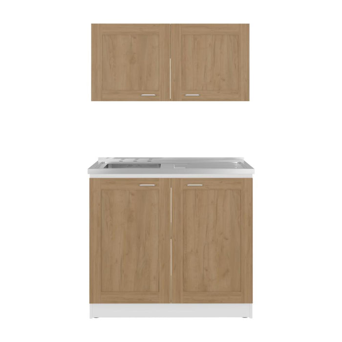 Cocina Integral Toronto, Kronos Blanco y Kronos Fresno, Incluye Mesón Izquierdo ZF