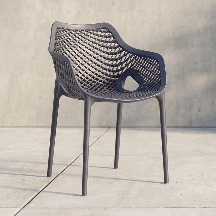 Silla con Brazos Miame, Gris Oscuro, con espaldar y diseño moderno