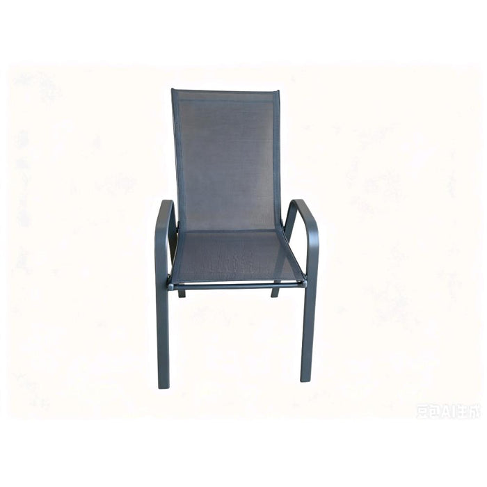 Silla de Terraza Char, Gris, con Brazos y Patas de Metal