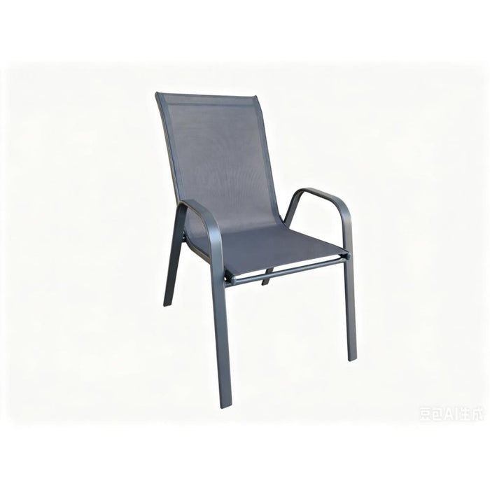 Silla de Terraza Char, Gris, con Brazos y Patas de Metal