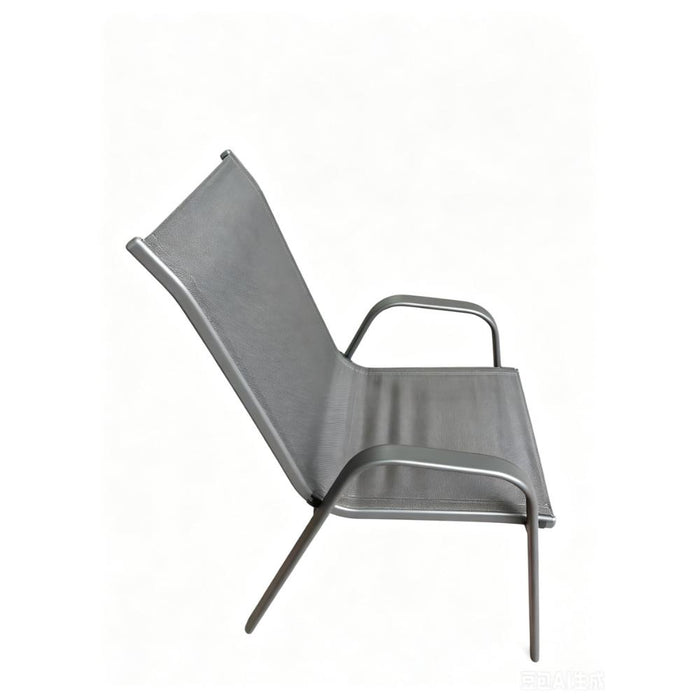 Silla de Terraza Char, Gris, con Brazos y Patas de Metal
