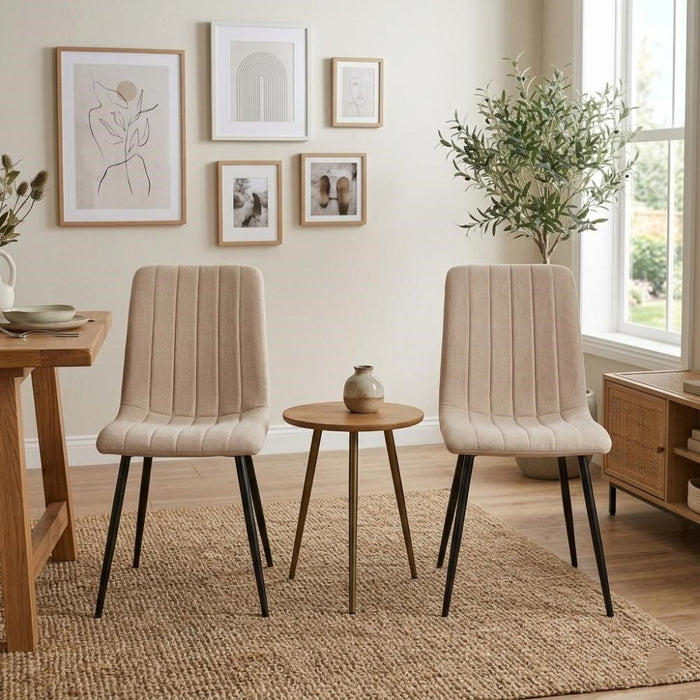 Silla de Comedor Lusitano, Beige, con Espaldar y Diseño Moderno