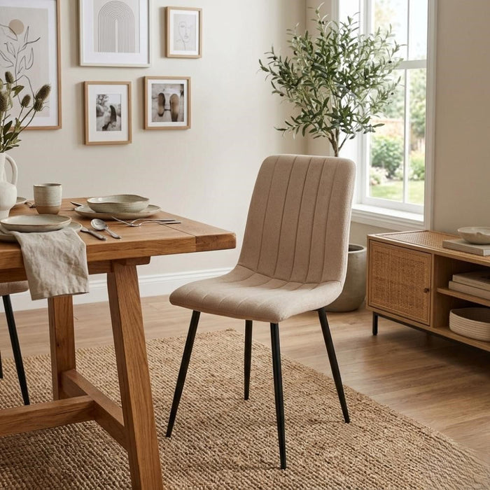 Silla de Comedor Lusitano, Beige, con Espaldar y Diseño Moderno