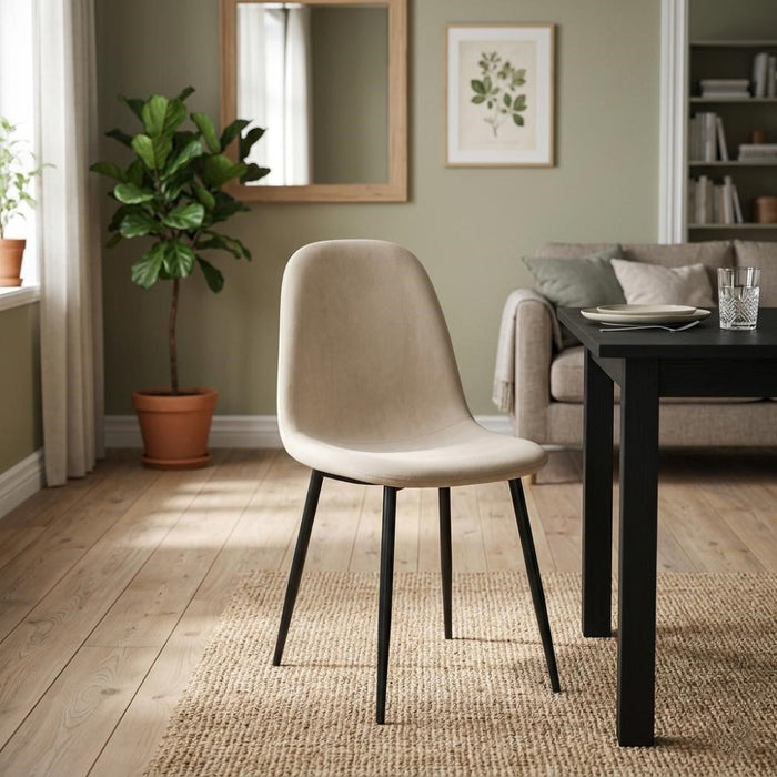Silla de Comedor Margarita, Beige, con Espaldar y Diseño Moderno