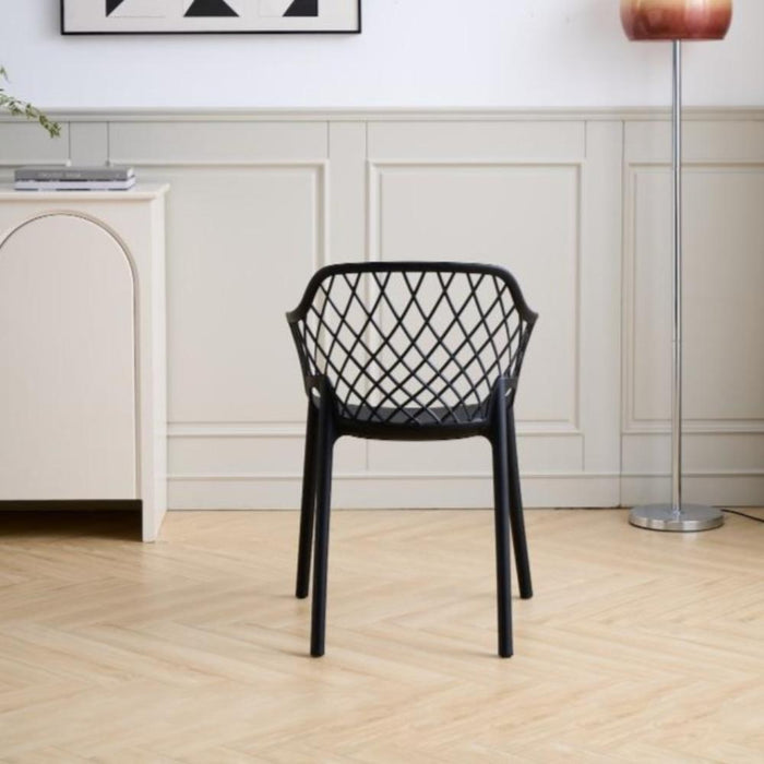 Silla con Brazos Casablanca, Negro, con Espaldar en Diamantes y Estilo Moderno