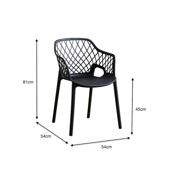 Silla con Brazos Casablanca, Negro, con Espaldar en Diamantes y Estilo Moderno
