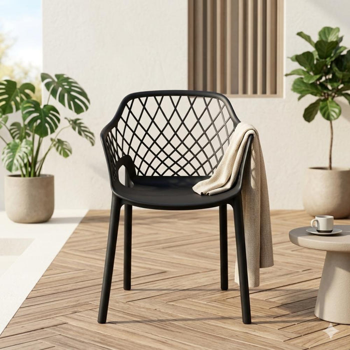 Silla con Brazos Casablanca, Negro, con Espaldar en Diamantes y Estilo Moderno
