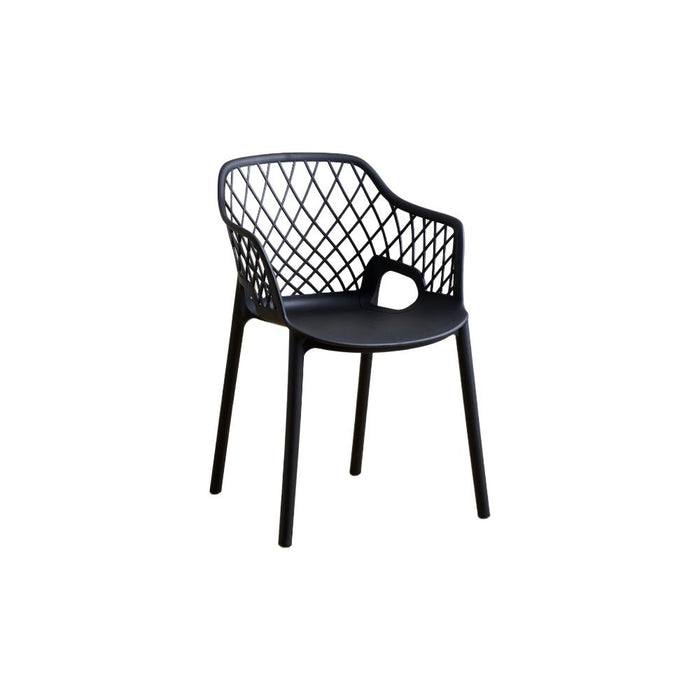 Silla con Brazos Casablanca, Negro, con Espaldar en Diamantes y Estilo Moderno