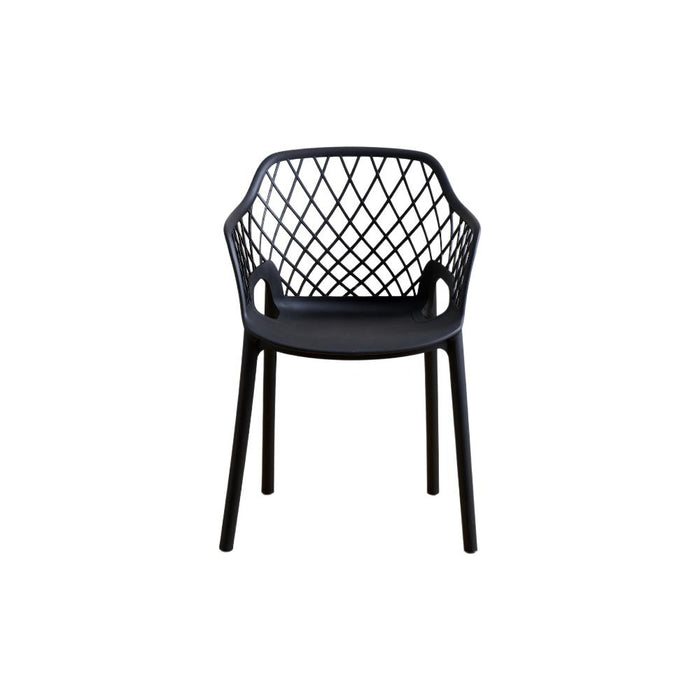 Silla con Brazos Casablanca, Negro, con Espaldar en Diamantes y Estilo Moderno
