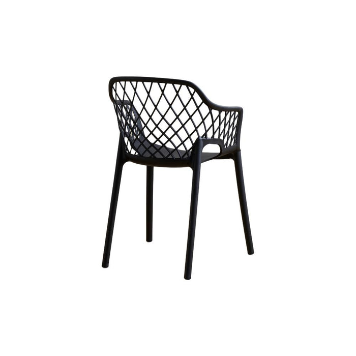 Silla con Brazos Casablanca, Negro, con Espaldar en Diamantes y Estilo Moderno
