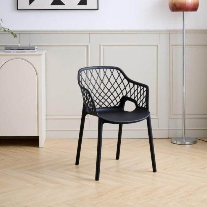 Silla con Brazos Casablanca, Negro, con Espaldar en Diamantes y Estilo Moderno