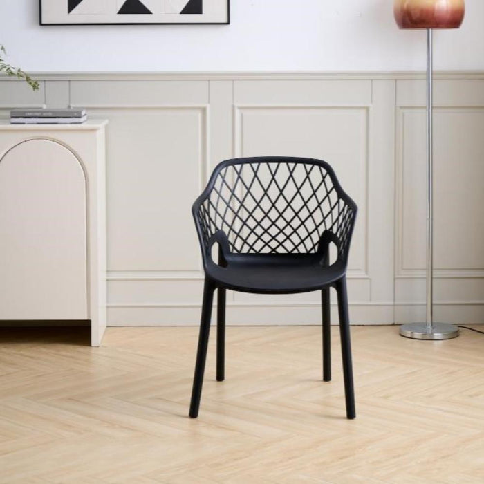 Silla con Brazos Casablanca, Negro, con Espaldar en Diamantes y Estilo Moderno