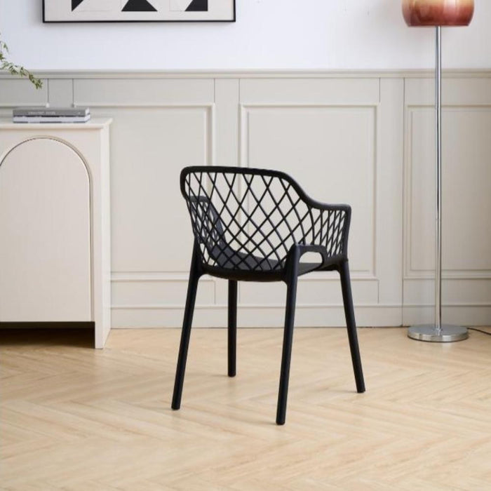 Silla con Brazos Casablanca, Negro, con Espaldar en Diamantes y Estilo Moderno