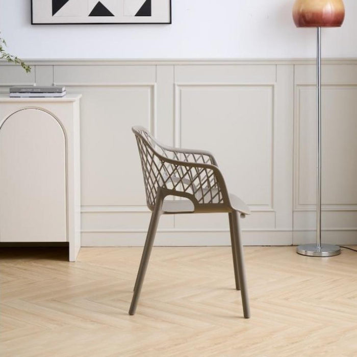 Silla con Brazos Casablanca, Taupe, con Espaldar en Diamantes y Estilo Moderno
