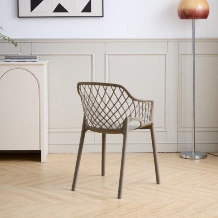 Silla con Brazos Casablanca, Taupe, con Espaldar en Diamantes y Estilo Moderno