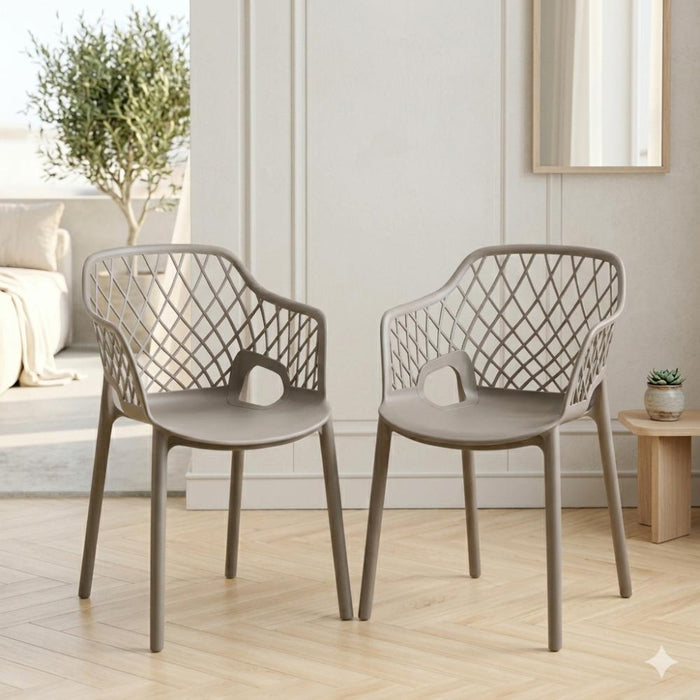 Silla con Brazos Casablanca, Taupe, con Espaldar en Diamantes y Estilo Moderno