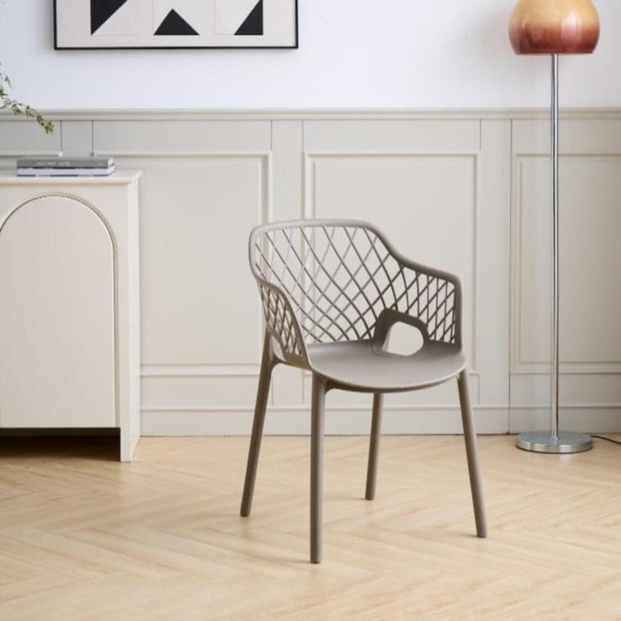Silla con Brazos Casablanca, Taupe, con Espaldar en Diamantes y Estilo Moderno