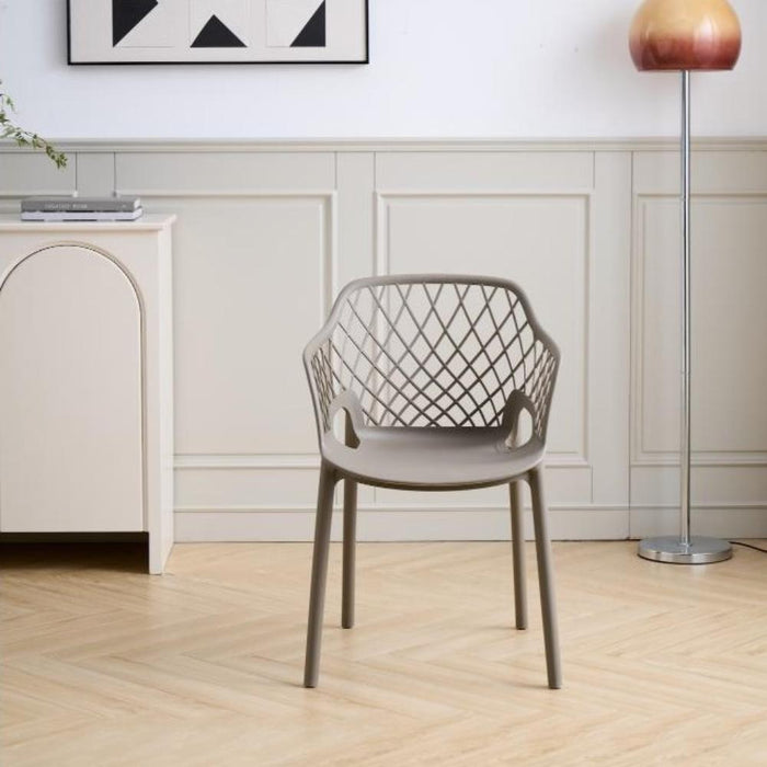 Silla con Brazos Casablanca, Taupe, con Espaldar en Diamantes y Estilo Moderno