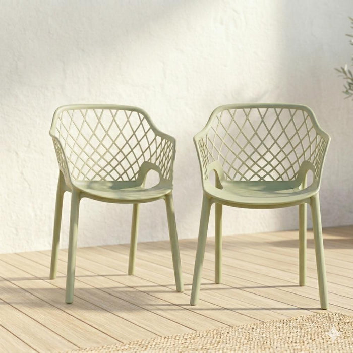 Silla con Brazos Casablanca, Verde Olivo, con Espaldar en Diamantes y Estilo Moderno