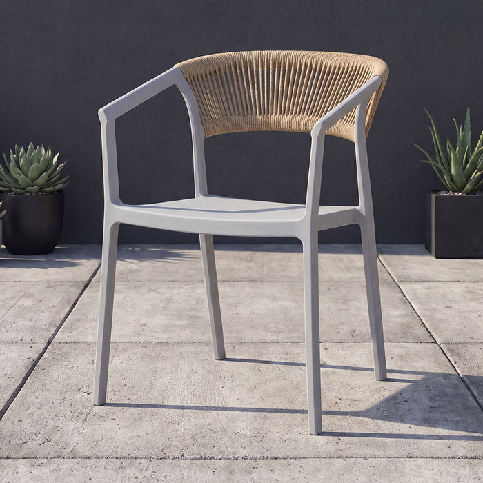 Silla Bali, Gris, Con espaldar en cuerdas y diseño Moderno