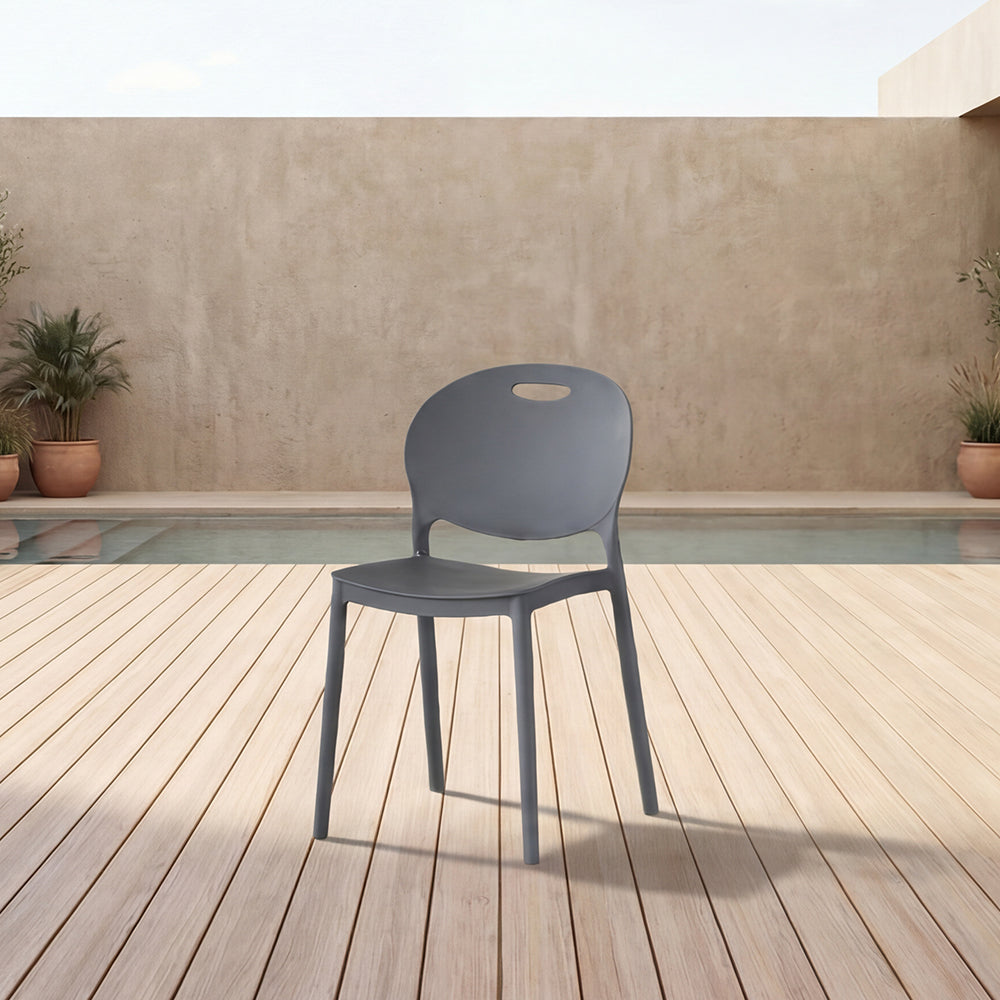Silla Queens, Gris Oscuro, Con espaldar redondo y diseño minimalista