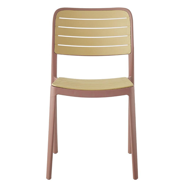 Silla Carolina, Color Terracota y Beige, con Espaldar de Líneas Horizontales