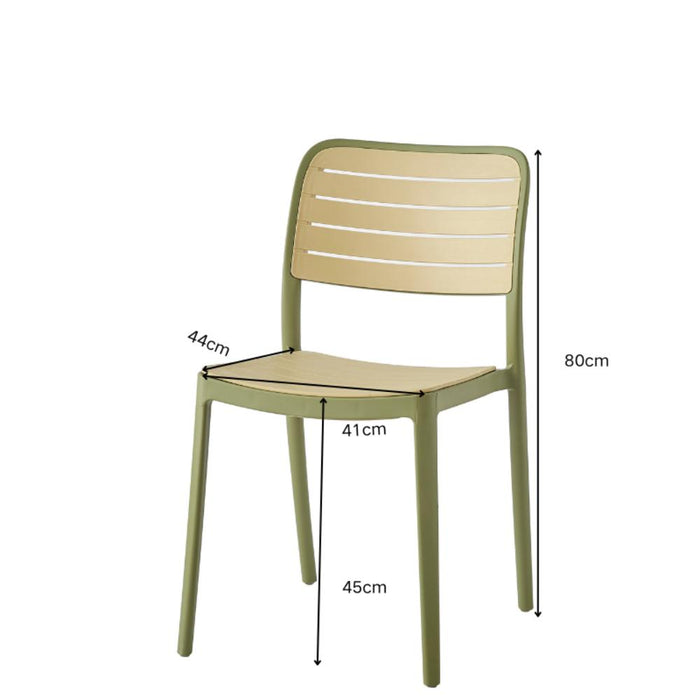 Silla Carolina, Color Verde Olivo y Beige, con Espaldar de Líneas Horizontales