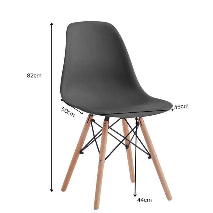 Silla Eames, Color Negro, con Patas de Madera