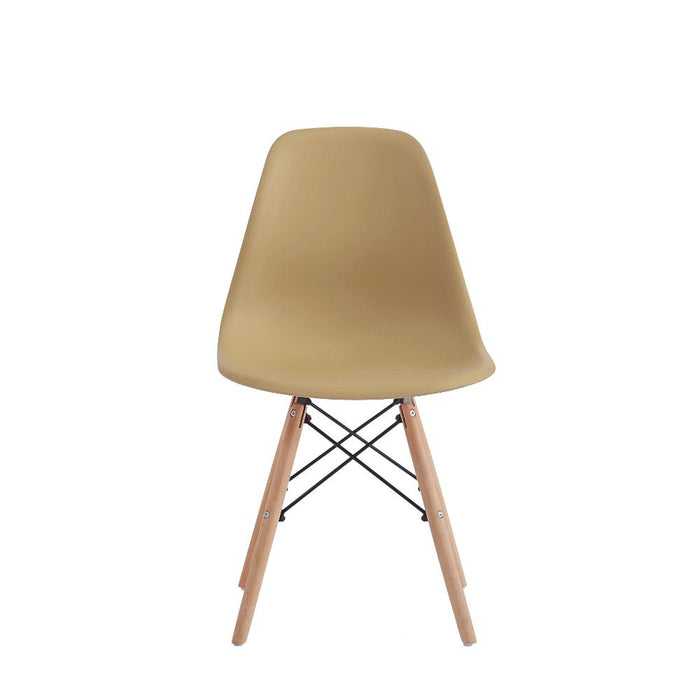 Silla Eames, Color Taupe, con Patas de Madera