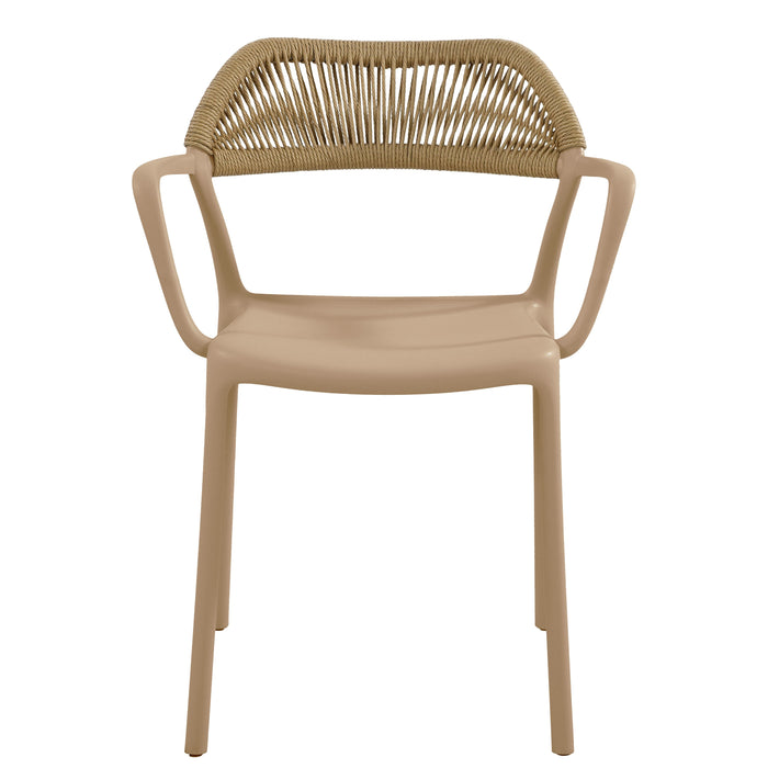 Silla con Brazos Bombay, Khaki y Beige, con Espaldar en Cuerdas y Diseño Moderno