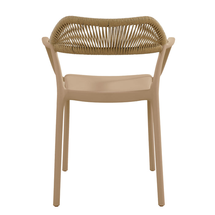 Silla con Brazos Bombay, Khaki y Beige, con Espaldar en Cuerdas y Diseño Moderno